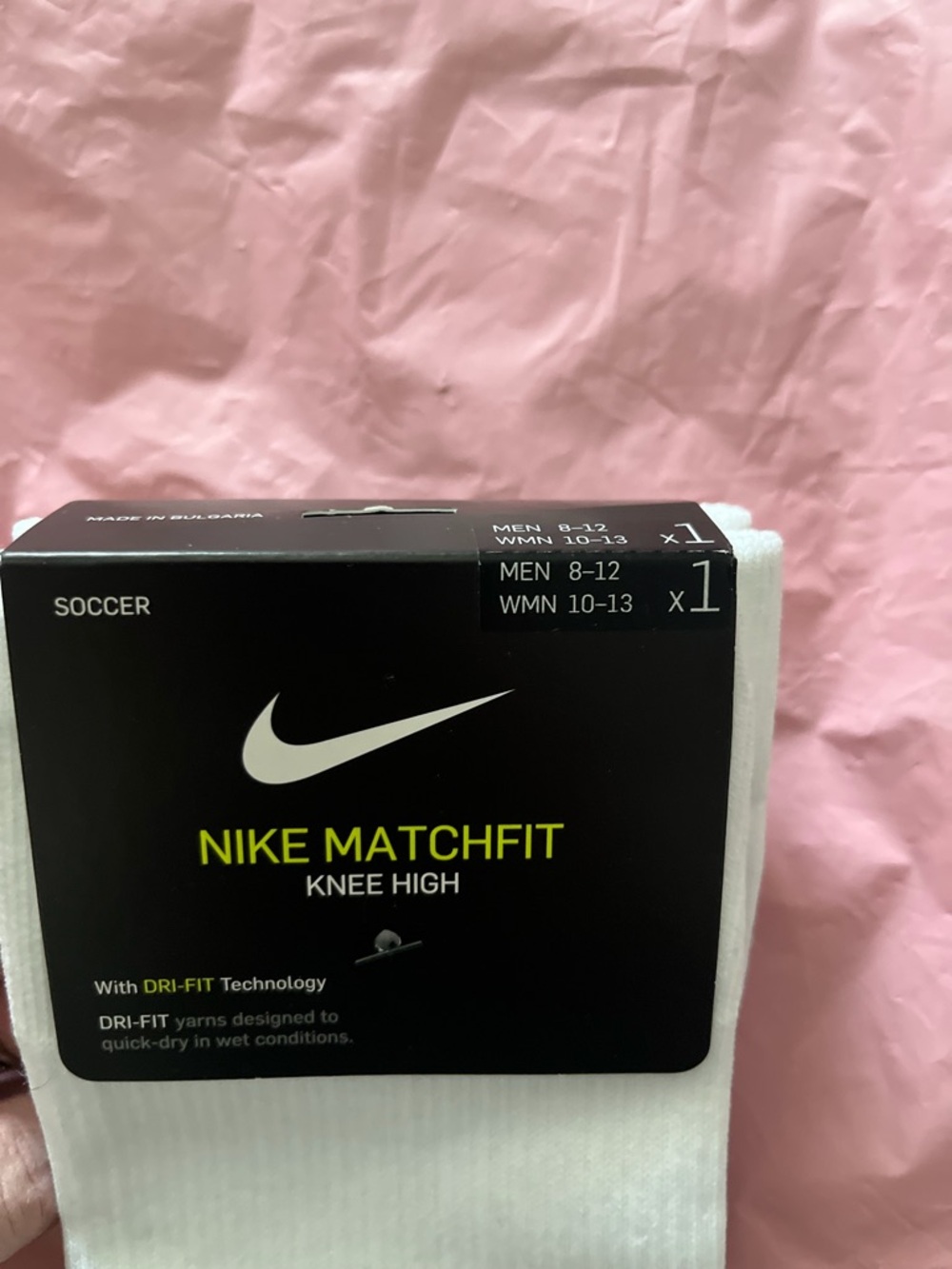 NWT Nike Knee-High Athletic Socks in White with Black Swoosh - Picture 3 of 3